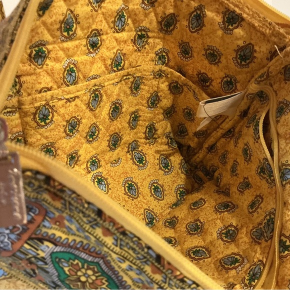 SHARIF Bundle Yellow Soft Zippered Patterned Cosmetic Bag Pouch w/Gold NylonTote - Picture 6 of 15